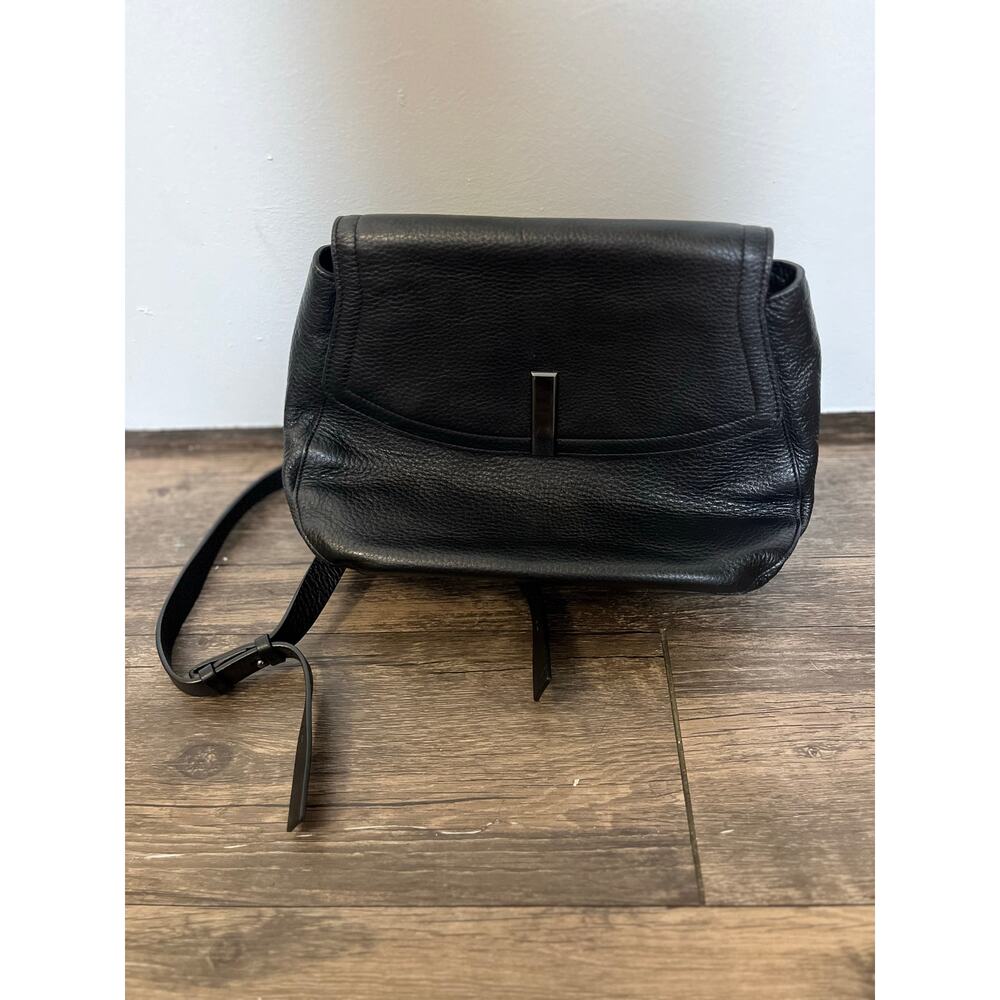 Halston Heritage Black Leather Mini Backpack Suede Lined Minimalist Quiet Luxury - Picture 3 of 8